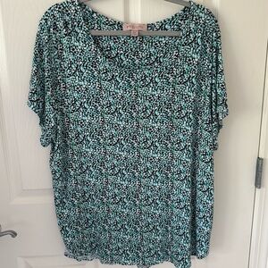 Philosophy Speckled Blue, White & Black Short Sleeve Top - Size 2 XL - Like NEW